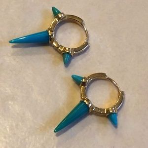 Maria Tash 14k 3/8" 3 Spike Turquoise Clicker
